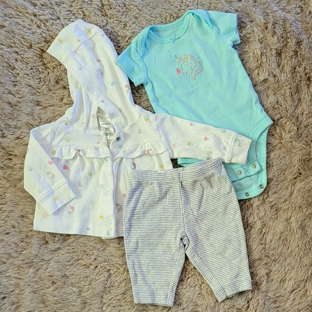 CARTER'S 3-pc Unicorn theme set (3 month).